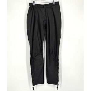 Vintage Harley Davidson Leather Motorcycle Pants Sz 10‎ Lace Up Stretch Biker